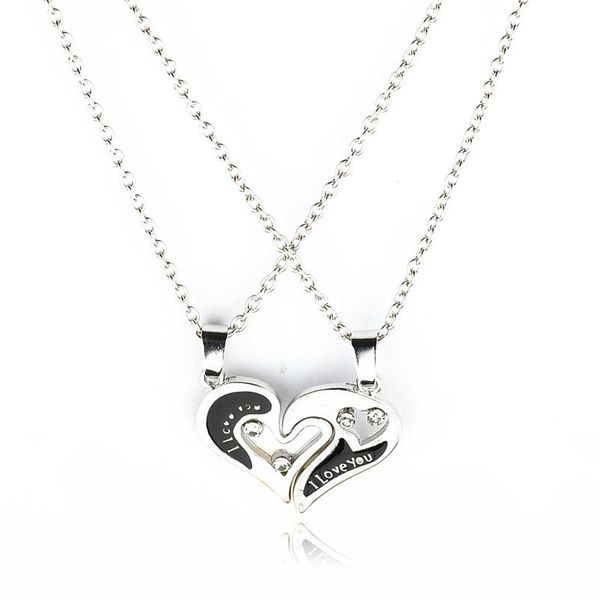 pendant necklaces couple necklace lover moon love sign i you heart charm gift for, Silver