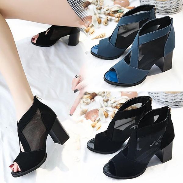 dress shoes semi-high heeled open-toed female style summer gauze sandals chunky-heel genuine out short boots rome sandal, Black
dress shoes semi-high heeled open-toed female style summer gauze sandals chunky-heel genuine out short boots rome sandal, Black