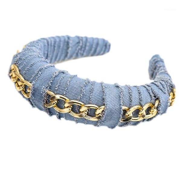 women denim cloth twisted striped hair hoop metal chain sponge padded headband y1qd1
women denim cloth twisted striped hair hoop metal chain sponge padded headband y1qd1