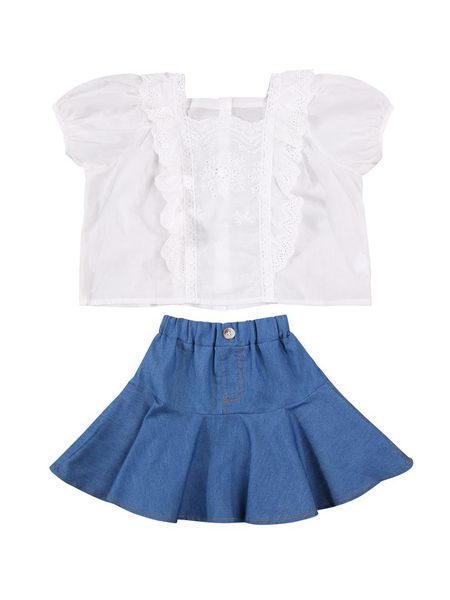 clothing sets chidren little girl's dress set, solid color short sleeve and denim skirt 2 pcs suit, White
clothing sets chidren little girl's dress set, solid color short sleeve and denim skirt 2 pcs suit, White