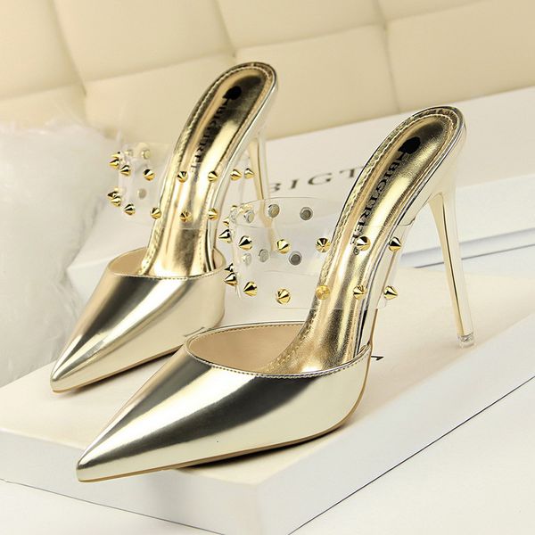 sandals style women pumps transparent high heels shoes metal rivet ladies slippers stiletto 99re, Black
sandals style women pumps transparent high heels shoes metal rivet ladies slippers stiletto 99re, Black