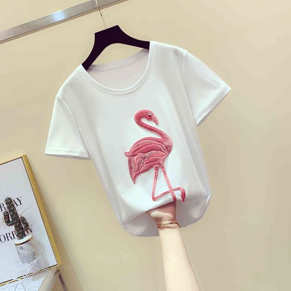 t shirt cotton t-shirt for women heavy industry embroidered sequins women's short sleeve t shirt female summer students black tshirt, White
t shirt cotton t-shirt for women heavy industry embroidered sequins women's short sleeve t shirt female summer students black tshirt, White
