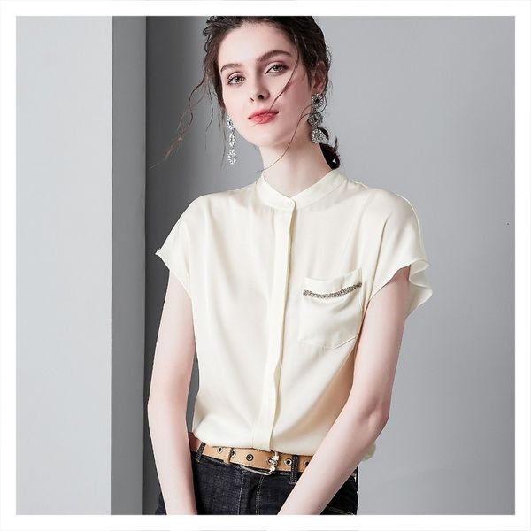 blouses women's women short-sleeved small stand collar hand-nailed silk all-match shirt 2021 fashion style, White
blouses women's women short-sleeved small stand collar hand-nailed silk all-match shirt 2021 fashion style, White
