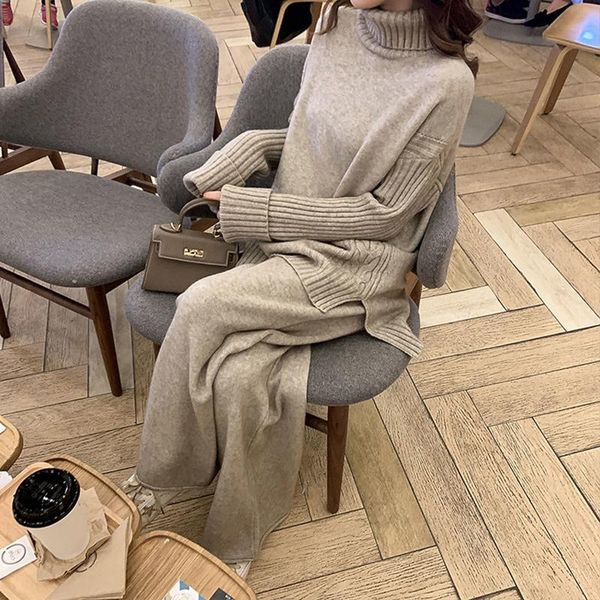 women's two piece pants sweater women tracksuit spring fall knitted suit 2 set casual lazy wind turtleneck split pullovers wide legs, White
women's two piece pants sweater women tracksuit spring fall knitted suit 2 set casual lazy wind turtleneck split pullovers wide legs, White