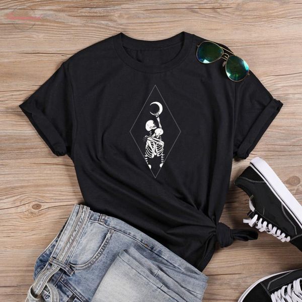 women's t-shirt under the moon gothic skull funny women 100% cotton graphic aesthetic tumblr casual grunge fashion tee tshirt, White
women's t-shirt under the moon gothic skull funny women 100% cotton graphic aesthetic tumblr casual grunge fashion tee tshirt, White