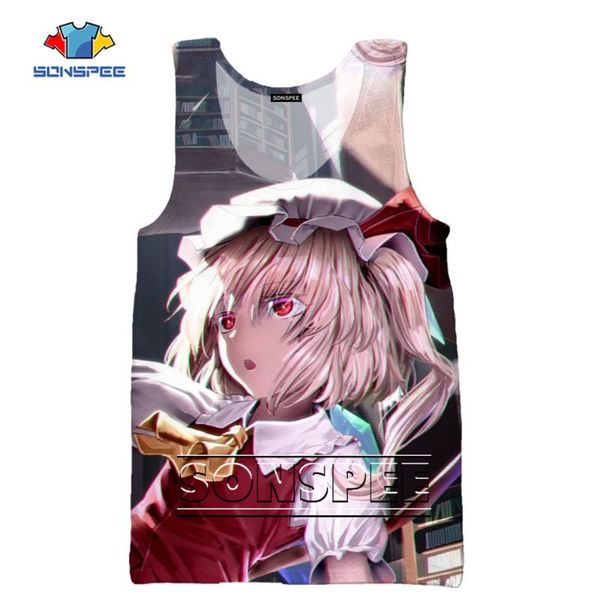 men' tank sonspee brand 3d men woman touhou project loli vest anime japan cartoon kikuri hip-hop casual harajuku large size sport clo, White;black