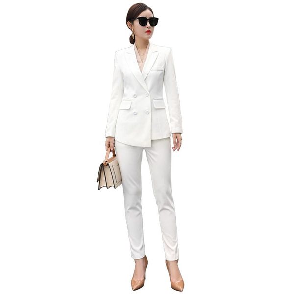 british wind small suit professional wear women's korean temperament slim business fashion el ol overalls two-piece jq21 two piece pant, White
british wind small suit professional wear women's korean temperament slim business fashion el ol overalls two-piece jq21 two piece pant, White