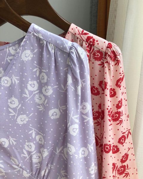 women's blouses & shirts 100% viscose falbala wrap puff sleeve light purple/ orange powder /dark blue 2021 blouse, White 
women's blouses & shirts 100% viscose falbala wrap puff sleeve light purple/ orange powder /dark blue 2021 blouse, White