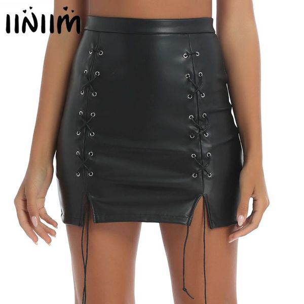 womens femme fashion punk moto clubwear mini skirts leather lace-up bodycon pencil skirt ladies side split back zipper miniskirt, Black
womens femme fashion punk moto clubwear mini skirts leather lace-up bodycon pencil skirt ladies side split back zipper miniskirt, Black