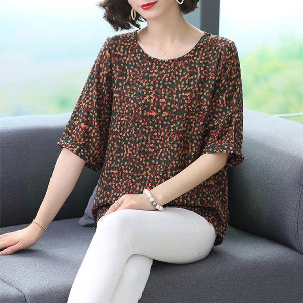 women's blouses & shirts 2021 summer middle aaged women half sleeve o-neck loose blouse female fashion flower print plus size 4xl shir, White
women's blouses & shirts 2021 summer middle aaged women half sleeve o-neck loose blouse female fashion flower print plus size 4xl shir, White