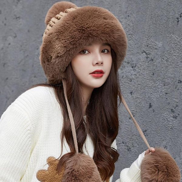 berets trapper bomber hat for women russian warm fur ski winter faux knit beanie with earflap pom, Blue;gray
berets trapper bomber hat for women russian warm fur ski winter faux knit beanie with earflap pom, Blue;gray