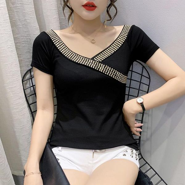 summer casual v-neck t-shirt rhinestone short sleeve women t shirt plus size -3xl women's, White
summer casual v-neck t-shirt rhinestone short sleeve women t shirt plus size -3xl women's, White