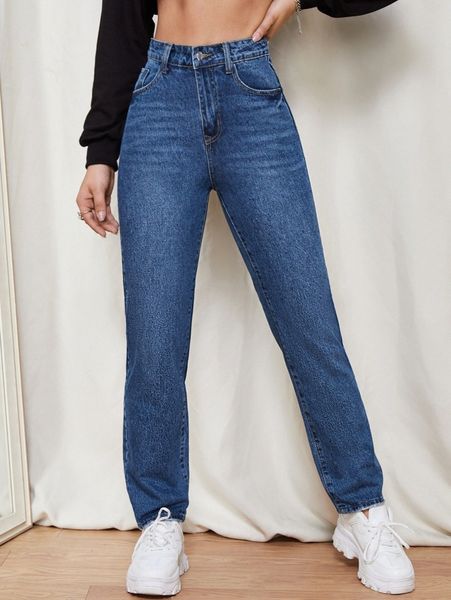 high waisted straight leg jeans p6sh#, Blue