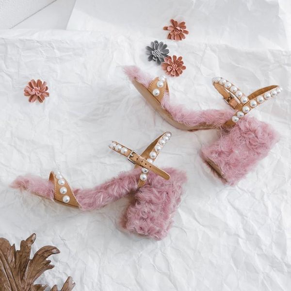 summer ladies curly sheep hair pearl straps sandals wool covered chunky heels open toe ankle strap street fashion high, Black
summer ladies curly sheep hair pearl straps sandals wool covered chunky heels open toe ankle strap street fashion high, Black