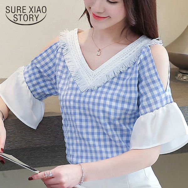 off shoulder short sleeve blouse blusa verano womens shirts mujer vetement femme ete plaid v-neck women blouse 4528 50 210528, White
off shoulder short sleeve blouse blusa verano womens shirts mujer vetement femme ete plaid v-neck women blouse 4528 50 210528, White