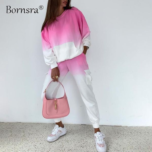 women's two piece pants bornsra 2021women suit tie-dye gradient loose blouse with waistband casual, White
women's two piece pants bornsra 2021women suit tie-dye gradient loose blouse with waistband casual, White