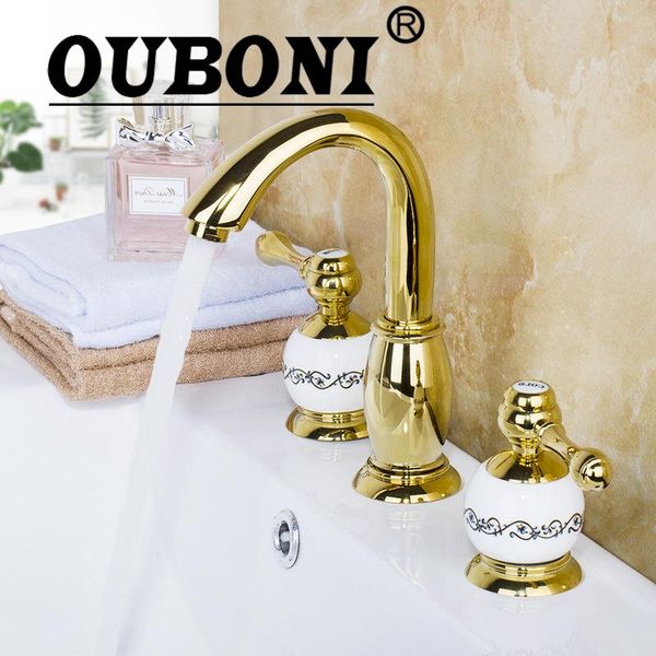 bathroom sink faucets ouboni luxury golden plated faucet deck mounted 3pcs set bathtub european shower basin mixer tap ceramic body
bathroom sink faucets ouboni luxury golden plated faucet deck mounted 3pcs set bathtub european shower basin mixer tap ceramic body