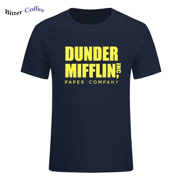 men short sleeve the office tv show dunder mifflin paper t-shirt o- neck tee shirts for print cotton t shirt 210706, White;black