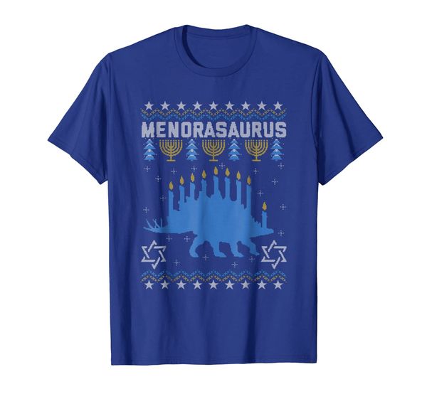 ugly hanukkah dinosaur stegosaurus menorasaurus sweater tee, White;black