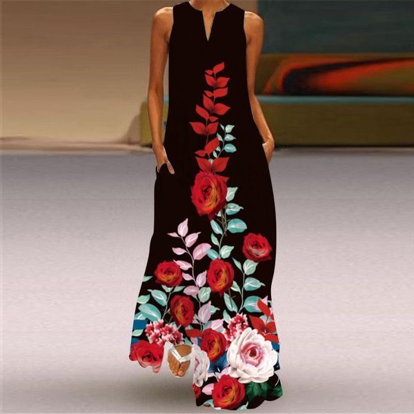 casual dresses summer women's black dress sleeveless print rose flowers ladies loose v-neck for women long with pockets, Black;gray
casual dresses summer women's black dress sleeveless print rose flowers ladies loose v-neck for women long with pockets, Black;gray