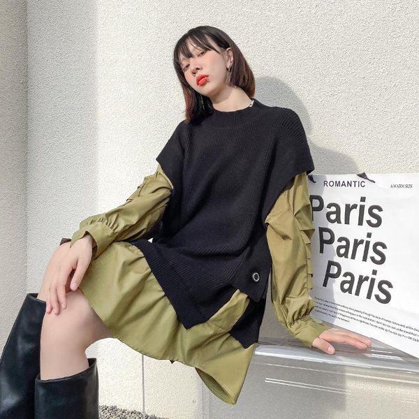 women's sweaters getspring women sweater spliced color matching asymmetry pullover fake two irregular loose casual long knitting, White;black
women's sweaters getspring women sweater spliced color matching asymmetry pullover fake two irregular loose casual long knitting, White;black