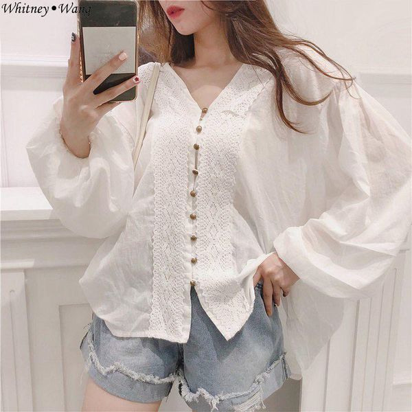blouses woman 2021 summer fashion streetwear v-neck lace patchwork oversize blouse women blusas shirt women's & shirts, White
blouses woman 2021 summer fashion streetwear v-neck lace patchwork oversize blouse women blusas shirt women's & shirts, White