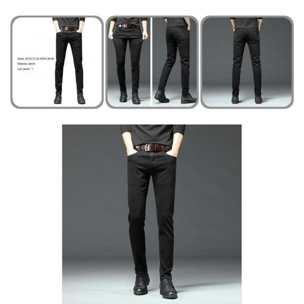 men's jeans stylish classic mid-waist straight pencil soft business slim for work, Blue
men's jeans stylish classic mid-waist straight pencil soft business slim for work, Blue