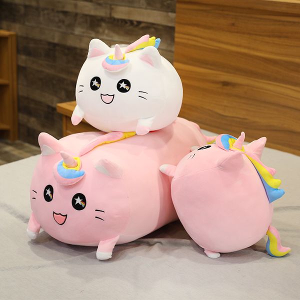 

Kawaii Unicorn Pillow with Hand Warmer Stuffed Animal Soft Plush Cat Cushion Toys for Kids Girls Birthday Gift Sofa Home Decor, White pillow