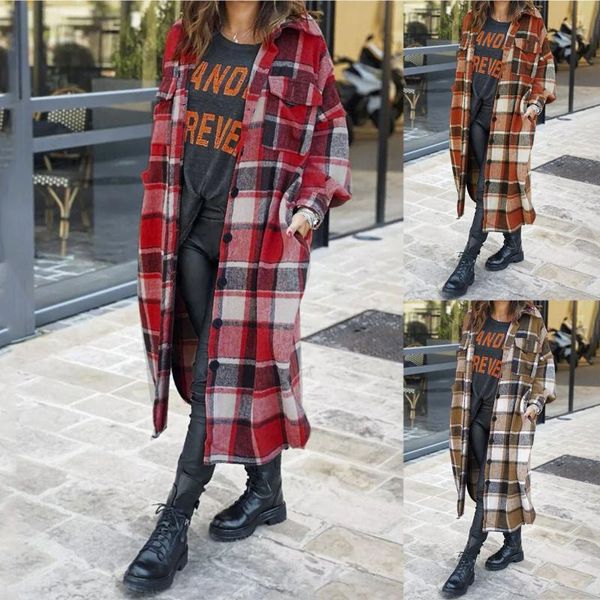 women's wool & blends winter women woolen coat fashion plaid print coats outwear long sleeve lapel jacket trench manteau femme hivers, Black
women's wool & blends winter women woolen coat fashion plaid print coats outwear long sleeve lapel jacket trench manteau femme hivers, Black