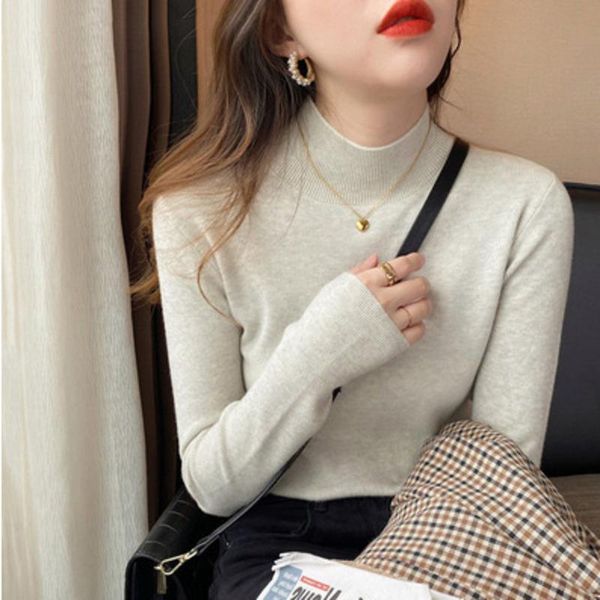women's sweaters zovsv half turtleneck cashmere jumper slim sweater 2021 autumn winter vintage long sleeve pullover korean chic soft, White;black
women's sweaters zovsv half turtleneck cashmere jumper slim sweater 2021 autumn winter vintage long sleeve pullover korean chic soft, White;black