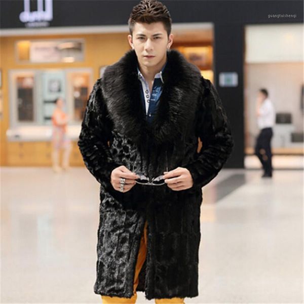 men's fur & faux 2021 winter ultra long mink coat for men male coats with collar artificial jacket, Black
men's fur & faux 2021 winter ultra long mink coat for men male coats with collar artificial jacket, Black