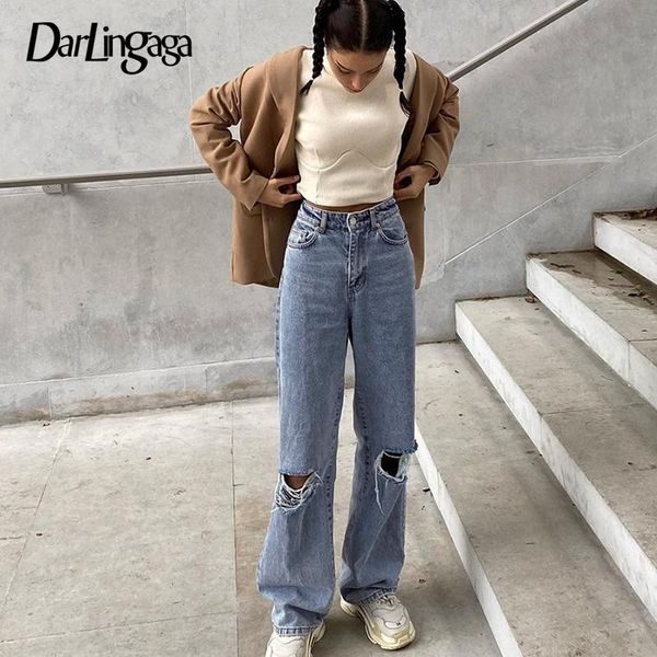 darlingaga streetwear ripped hole straight high waist jeans boyfriend casual denim trousers wide leg pants women baggy women's, Blue
darlingaga streetwear ripped hole straight high waist jeans boyfriend casual denim trousers wide leg pants women baggy women's, Blue
