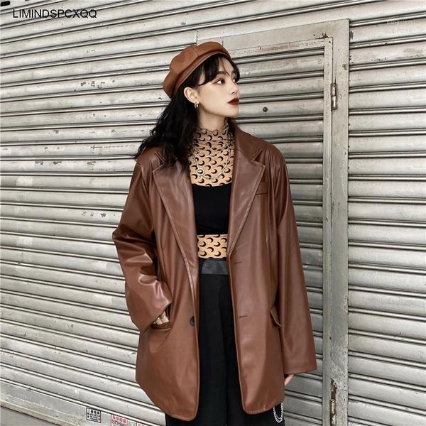 women's fur & faux 2021 korean black leather jacket vintage warm female loose long sleeve suit blazers fashion streetwear spring coat
women's fur & faux 2021 korean black leather jacket vintage warm female loose long sleeve suit blazers fashion streetwear spring coat