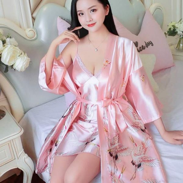 women's sleepwear 2pcs pack set nightwear bird print silk satin nightgown bride bath robes bathrobe loungewear shower robe night dress, Black;red
women's sleepwear 2pcs pack set nightwear bird print silk satin nightgown bride bath robes bathrobe loungewear shower robe night dress, Black;red