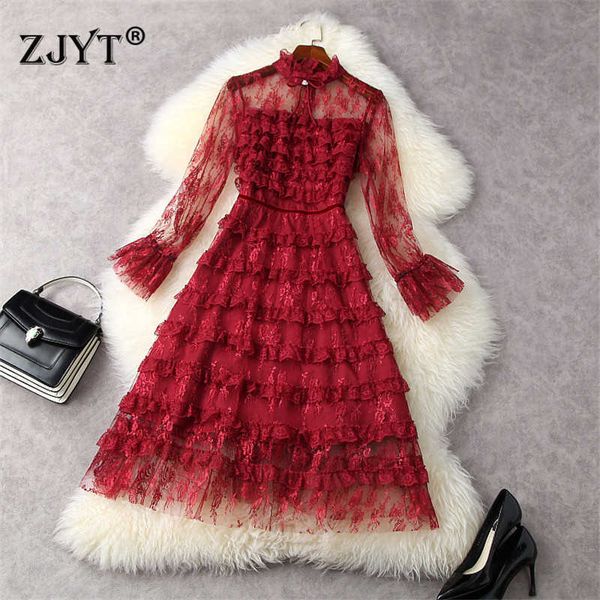 fashion designers spring robe elegant flare sleeve ruffles layered cake dress red celebrity party vestidos 210601, Black;gray
fashion designers spring robe elegant flare sleeve ruffles layered cake dress red celebrity party vestidos 210601, Black;gray