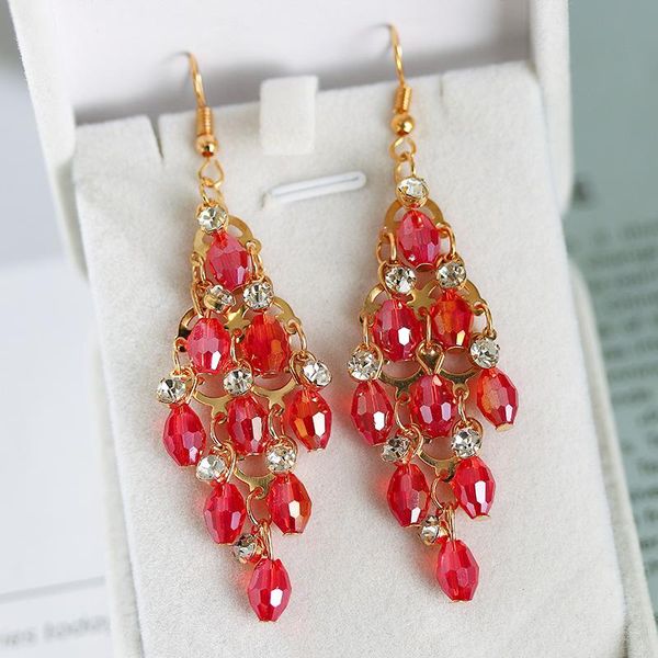 red crystal beaded tassel wedding earrings boho summer jewelry ethnic geometric long dangle hanging for women & chandelier, Silver
red crystal beaded tassel wedding earrings boho summer jewelry ethnic geometric long dangle hanging for women & chandelier, Silver