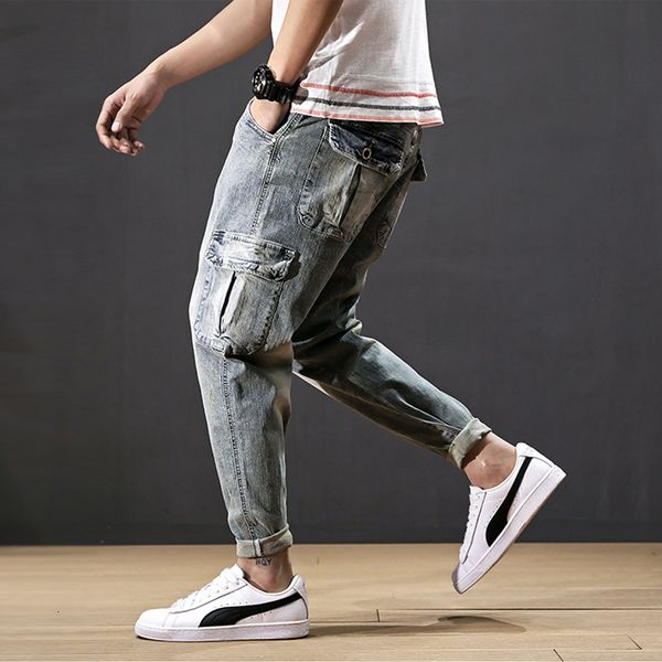 men's shorts summer fashion streetwear jeans retro blue wash multi pockets denim pants harem trousers small leg hip hop 97im, White;black
men's shorts summer fashion streetwear jeans retro blue wash multi pockets denim pants harem trousers small leg hip hop 97im, White;black