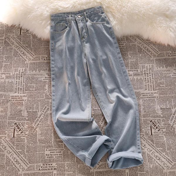 women's jeans summer korean high waist slimming women thin loose drape wide-leg denim pants womens straight-leg full length, Blue
women's jeans summer korean high waist slimming women thin loose drape wide-leg denim pants womens straight-leg full length, Blue