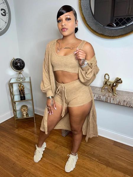 women's tracksuits rmsfe 2021 fashion sports sleeveless shoulder short vest with long sleeve thin coat + loose rope shorts 3 pieces set, Gray
women's tracksuits rmsfe 2021 fashion sports sleeveless shoulder short vest with long sleeve thin coat + loose rope shorts 3 pieces set, Gray