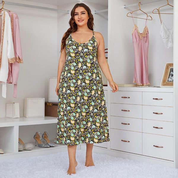 women's sleepwear large size women print nightgown v-neck sling nightdress backless polyester long sleepshirt skirt summer loose home d, Black;red
women's sleepwear large size women print nightgown v-neck sling nightdress backless polyester long sleepshirt skirt summer loose home d, Black;red