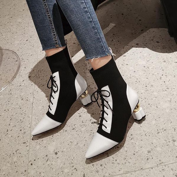 dress shoes 2021 autumn and winter thick-heeled boots women's cross strap socks pointed toe mid-heel thin x454, Black
dress shoes 2021 autumn and winter thick-heeled boots women's cross strap socks pointed toe mid-heel thin x454, Black