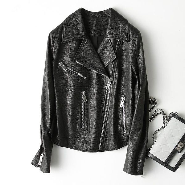 women's leather & faux 2021 genuine jacket motocycle women short spring autumn womens sheepskin coat real chaqueta mujer 69303, Black
women's leather & faux 2021 genuine jacket motocycle women short spring autumn womens sheepskin coat real chaqueta mujer 69303, Black
