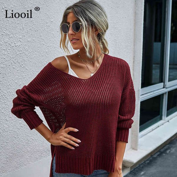 knits casual loose knitted sweater asymmetric slit women long sleeve v neck solid color womens jumpers and pullovers, White
knits casual loose knitted sweater asymmetric slit women long sleeve v neck solid color womens jumpers and pullovers, White