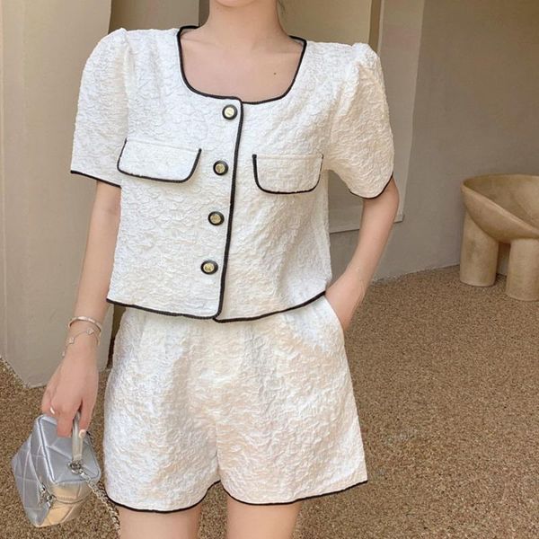women's tracksuits summer small fragrance fashion 2 piece sets womens outfits bubble sleeve button crop wide leg shorts 2021 female st, Gray
women's tracksuits summer small fragrance fashion 2 piece sets womens outfits bubble sleeve button crop wide leg shorts 2021 female st, Gray