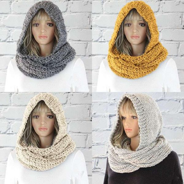 fashion women's autumn winter knit hooded scarf thick warm solid color hat knitted scarves, Blue;gray
fashion women's autumn winter knit hooded scarf thick warm solid color hat knitted scarves, Blue;gray