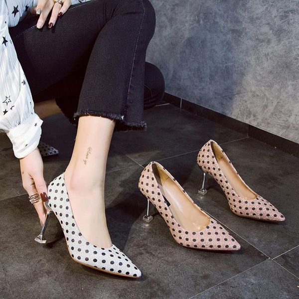 dress shoes fashion polka dot high heels womens office thin joker quality comfort pointed slip-on toe tacones mujer w32-40, Black
dress shoes fashion polka dot high heels womens office thin joker quality comfort pointed slip-on toe tacones mujer w32-40, Black