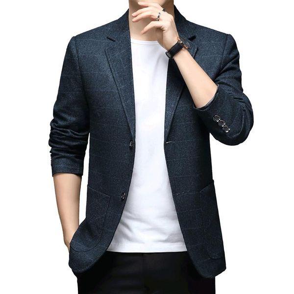 men's suits & blazers business casual blazer men quality fashion plaid suit jacket slim fit single breasted coats male, White;black
men's suits & blazers business casual blazer men quality fashion plaid suit jacket slim fit single breasted coats male, White;black