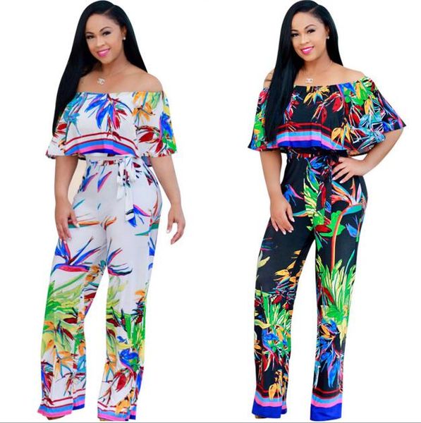 summer new fashion women ladies flower printed jumpsuit off shoulder rompers wide leg long pant overalls wide-leg trousers, Black;white
summer new fashion women ladies flower printed jumpsuit off shoulder rompers wide leg long pant overalls wide-leg trousers, Black;white