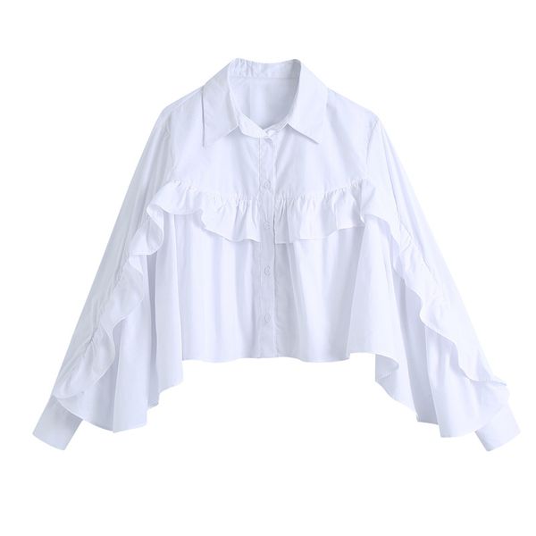 spring autumn women shirts white ruffles loose oversized blouses female bf korean style blusas 210430
spring autumn women shirts white ruffles loose oversized blouses female bf korean style blusas 210430