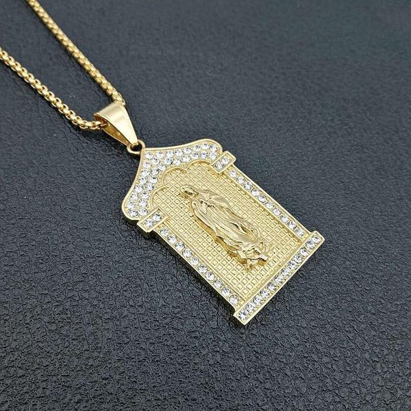 pendant necklaces hip hop jewelry titanium steel gold color and zircon virgin mary necklace, Silver
pendant necklaces hip hop jewelry titanium steel gold color and zircon virgin mary necklace, Silver